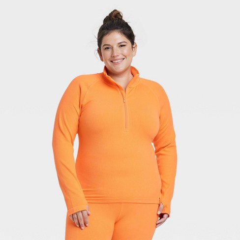 Women's Rib Long Sleeve 1/2 Zip Top - All In Motion™ Orange 4x