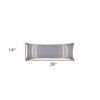 14" X 36" Beige and Gray Lumbar Throw Pillow - 3 of 4