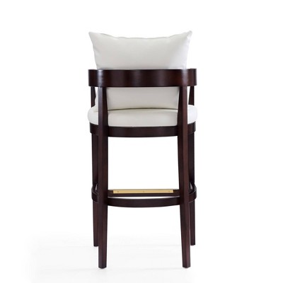 Manhattan Comfort Ritz Ivory Leather Beech Wood Barstool - 38"