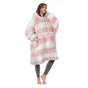 Women's Fuzzy Cozy Fleece Blanket Hoodie Sweatshirt, Super Soft Suggly Wearable Blanket Hoodie Woman, Gift for Her Him - Catalonia - 1 of 4