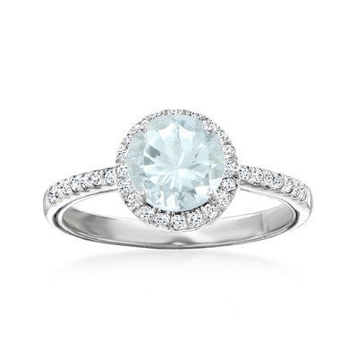 Ross-Simons 1.20 Carat Aquamarine Ring With .20 ct. t.w. Diamonds in Platinum