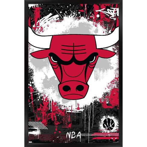 Trends International NBA Chicago Bulls - Maximalist Logo 23 Framed Wall  Poster Prints Black Framed Version 14.725 x 22.375