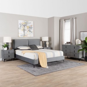 Baxton Studio Etienne Modern Slate Grey Velvet Queen 4-Piece Bedroom Set - 1 of 4