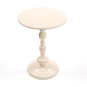 FONTOI Round End Table with Metal Pedestal, Side Table with Retro Pattern Base for Living Room Bedroom Small Space, Black, 15.7"*21.2"*15.7" - 1 of 4