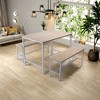 FurnitureR Dining Table Set for 4, 3 Piece Dining Set with Metal Frame & MDF Board, 43.3 Inch Kitchen Dinette for Kitchen, Dining Room, Oak - 2 of 4
