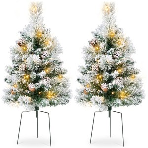 Best Choice Products Set of 2 24.5in Outdoor Pathway Christmas Trees Decor w/ LED Lights - 1 of 4