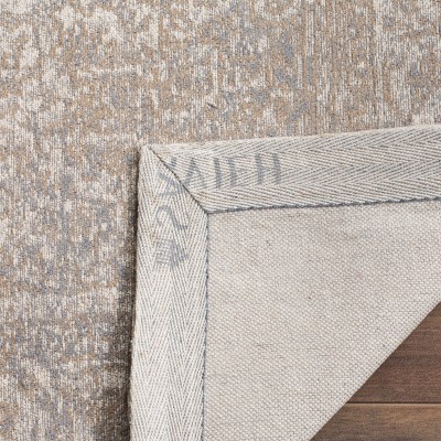 Classic Vintage Gray and Beige Rectangular Cotton Area Rug 6' x 9'
