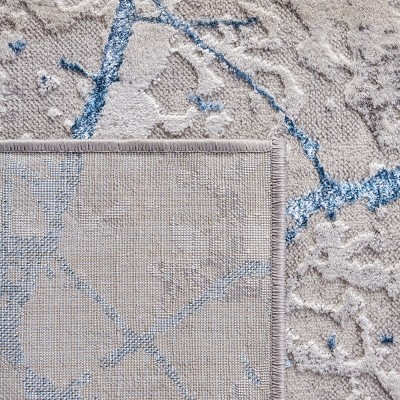 Amelia Grey and Blue Abstract Synthetic Area Rug