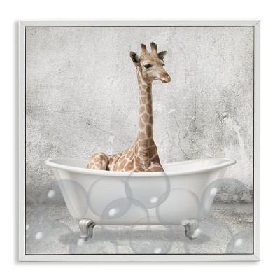 Stupell Industries Baby Giraffe Bath Time, 24" x 24"