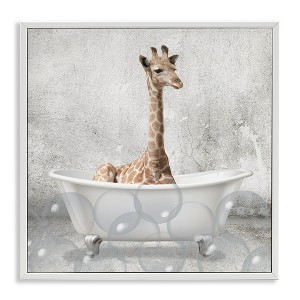 Stupell Industries Baby Giraffe Bath Time, 24" x 24" - 1 of 4