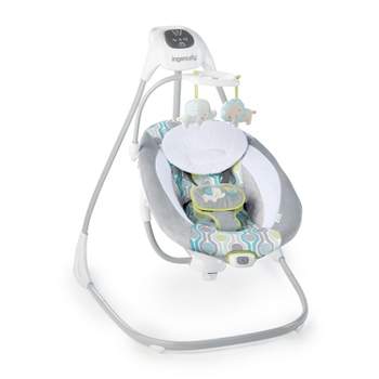 Ingenuity InLighten 6-Speed Foldable Baby Swing with Light Up Mobile,  Swivel Infant Seat and Nature Sounds, 0-9 Months Up to 20 lbs (Twinkle  Tails