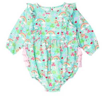 RuffleButts Baby/Toddler Girls Long Sleeve Waterfall Knit Bubble Romper