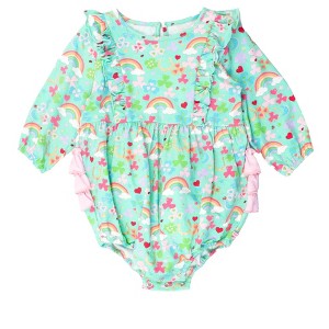 RuffleButts Baby/Toddler Girls Long Sleeve Waterfall Knit Bubble Romper - 1 of 4