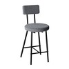 Upholstered Bar Stool Set of 2/4, Modern Counter Height Barstools with Round Seat, Bar Chair with Black Metal Legs, Back and Footrest - 4 of 4