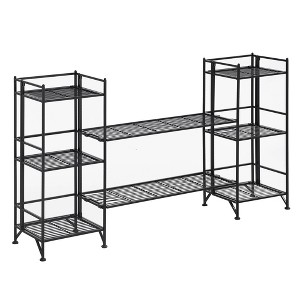 Breighton Home 32.5" Xtra Storage 3 Tier Folding Metal Shelves with Set of 2 Deluxe Extension Shelves in Black - 1 of 4