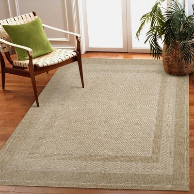 Ivory Orly Border Flatwoven Synthetic Indoor/Outdoor Rug 5'3" x 7'3"
