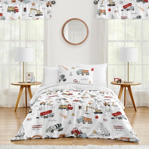 Sweet Jojo Designs Boy Twin Comforter Bedding Set Construction Truck ...