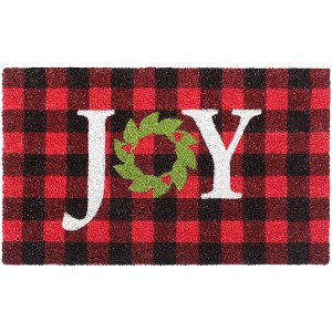 RugSmith Multi Machine Tufted Joy on Plaids Doormat - 1 of 4