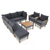 9-Pieces Outdoor PE Rattan Sectional Sofa Set with Acacia Wood Legs and Coffee Table - 3 of 4