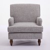 Vintage Linen Upholstered Armchair with Antique Solid Wood Legs - 4 of 4