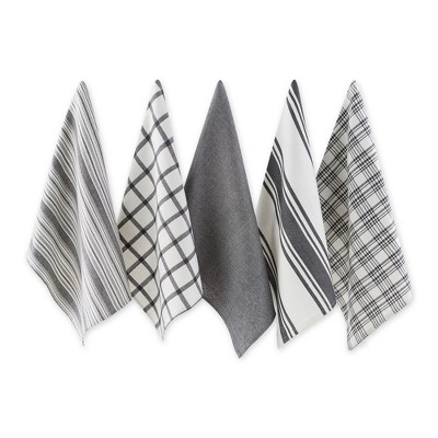 Design Imports Gray Asst Woven Dishtowels Set/5