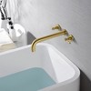 SUMERAIN Bathroom Wall Mounted Tub Filler Faucet with Brass Rough in Valve, Brushed Gold  Finish - 4 of 4
