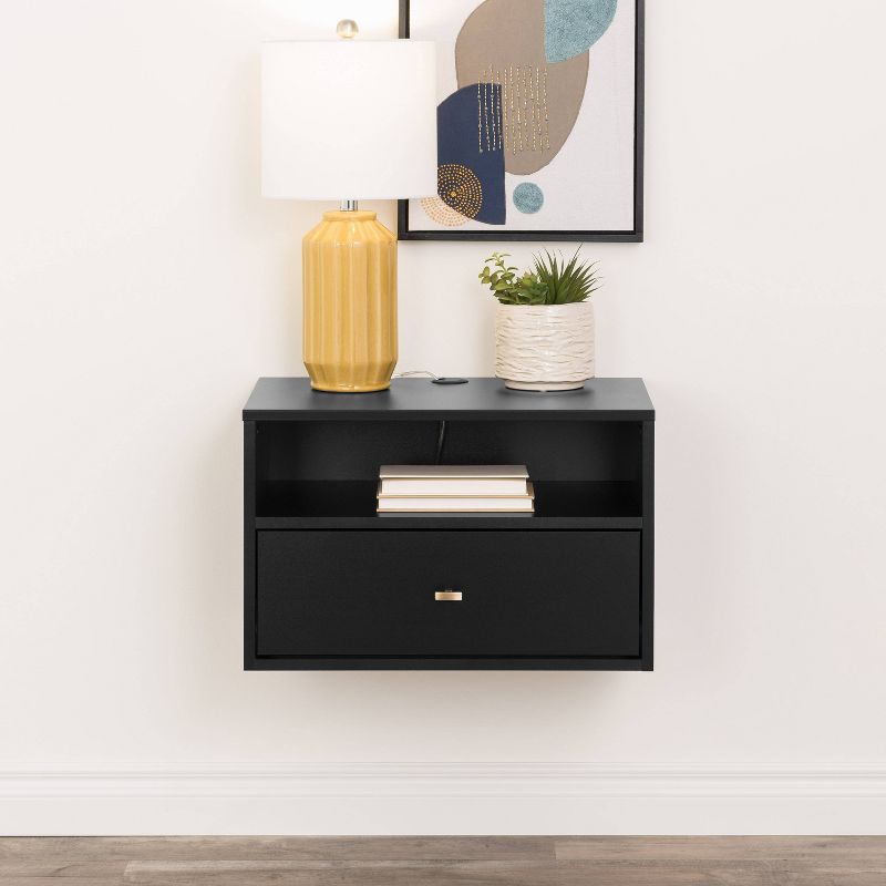 Floating 1 Drawer Nightstand with Open Shelf - Prepac, 3 of 15
