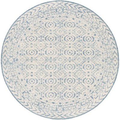 Mark & Day Hello 8' Round Tufted Indoor Area Rugs Pale Blue: Handmade Wool Medallion, Stain-Resistant, Pet Friendly