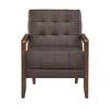 Leather Upholstered Accent Chair with Tufted Detail, Attached Cushions, Solid Wood Frame and Foam Padding - 2 of 4
