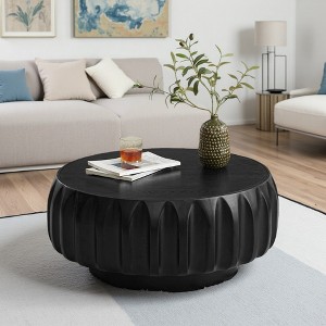 Saman Wood Sculptural Round Coffee Table - 1 of 4