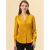 Allegra K Women's Elegant Collar V Neck Long Sleeve Work Office Satin Button Down Shirt - 2 of 4