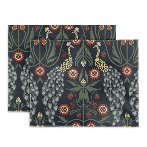 Emanuela Carratoni Peacocks and Berries Placemats - Deny Designs - image 1 of 3