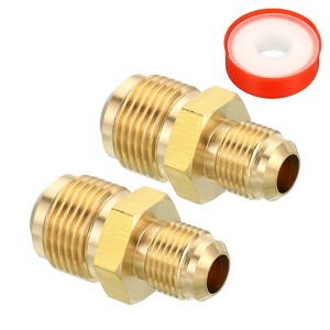 Unique Bargains Brass Reducer Gas Hex Coupling 45 Degree Flare Thread Plumb Fittings - 1 of 4