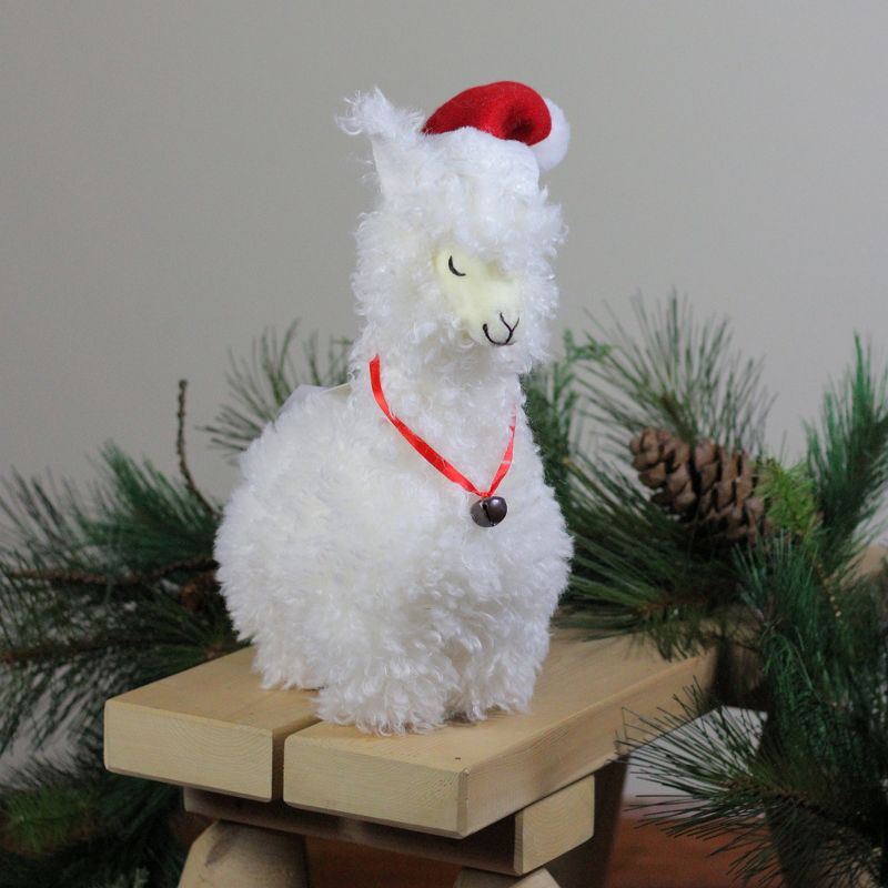 Northlight 13" Plush Standing Llama with Jingle Bell Necklace Christmas Tabletop Figure, 2 of 3