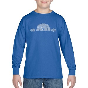 LA Pop Art Boy's Word Art Long Sleeve - Peeking Dog - 1 of 4