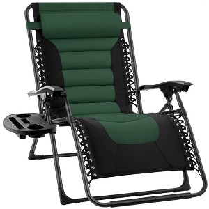 Best Choice Products Oversized Padded Zero Gravity Chair, Folding Outdoor Patio Recliner w/ Side Tray - 1 of 4