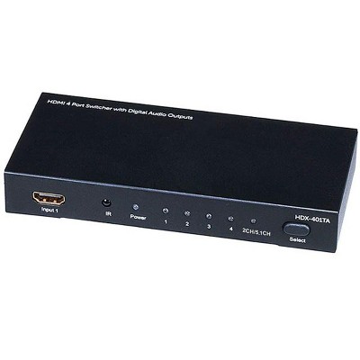 Monoprice Blackbird 4x1 HDMI 1.4 Switch HDCP 1.4 with Toslink and Analog Audio Extractor, 1080p@60Hz