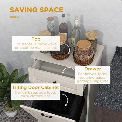 HBEZON Kitchen Tilt Out Trash Bin Cabinet Free Standing Storage Cabinet with Drawer — фото 5