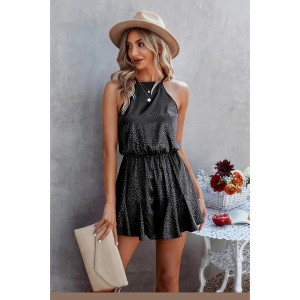 I AM A FASHION JUNKY Sleeveless Leopard Rrint Ruffle Short Romper - 1 of 4