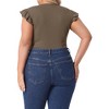 Agnes Orinda Women's Plus Size Ribbed Ruffle Sleeve Stretchy Bodysuit - 4 of 4