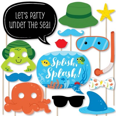 Big Dot of Happiness Under the Sea Critters - Birthday Party or Baby Shower Photo Booth Props Kit - 20 Count