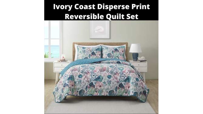 Ivory Coast Disperse Print 3pc Reversible Quilt Set - VCNY, 4 of 5, play video