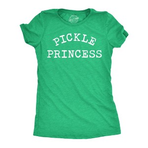 Womens Funny T Shirts Pickle Princess Sarcastic Food Graphic Novelty Tee For Ladies - Crazy Dog Women's T Shirt For Foodies - 1 of 4