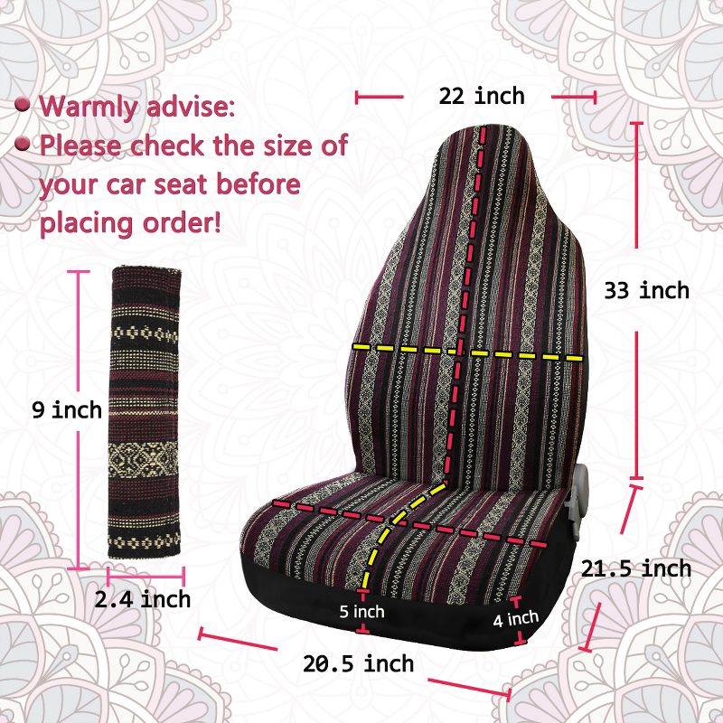 Unique Bargains Universal Saddle Blanket Bucket Seat Cover with Seat-Belt Pad for Car SUV Truck 2 Pcs, 2 of 4