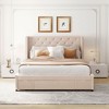 NicBex Queen Upholstered Platform Bed Frame with Wingback Velvet Headboard and 1 Drawer,Wood Slats Support,No Box Spring Needed,Easy Assembly - 2 of 4