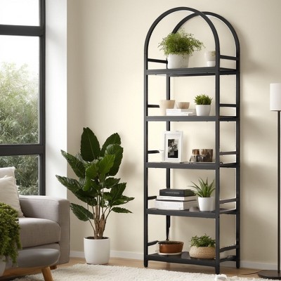 Hommoo Arched Bookcase Display Rack with Storage Shelves