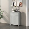 Tangkula Bathroom Floor Cabinet Wooden Storage Organizer with Drawer & Doors Blcak - 3 of 4