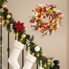 COZONY 24 Inch Christmas Wreath with Lights, Battery Operated Outdoor Wreath with Red Gold Ornaments & Snow Flocked Branch - 3 of 4