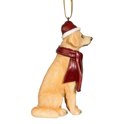 Festive Golden Retriever Resin Holiday Ornament with Santa Hat