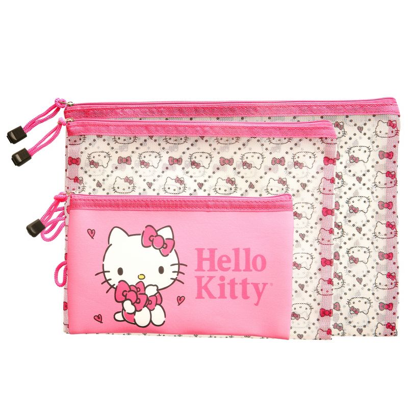 Hello Kitty Pink Neoprene and Mesh Travel Pouch Set